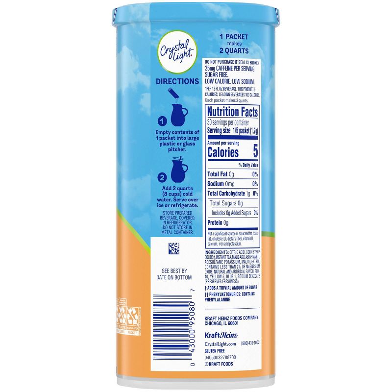 Crystal Light Peach Iced Tea Drink Mix - 6pk/0.25oz Pouches