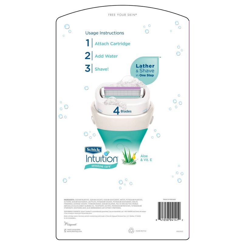 Schick Intuition Sensitive Care Women's Razor - 1 Razor Handle and 2 Refills