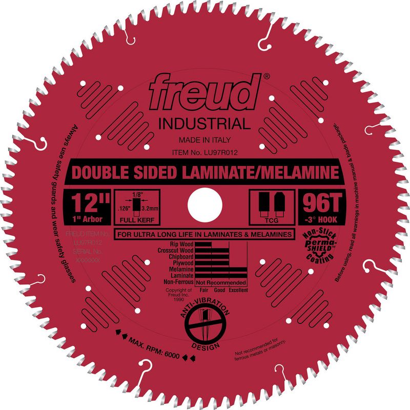 Freud LU97R012 12 in. 96 Tooth Double-Sided Laminate/Melamine Saw Blade