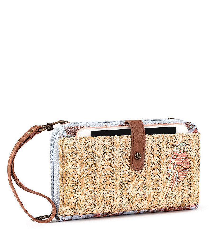 Sakroots Circle Large Straw Smartphone Crossbody Bag