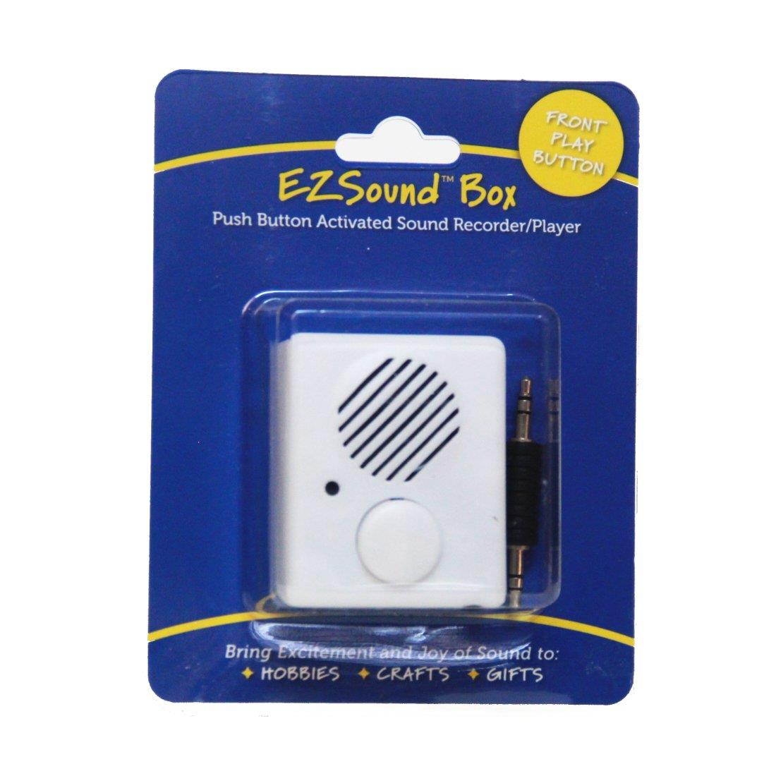 EZSound Box - Front Play Button for Personal Messages, Favorite Tunes, Stuffed Toys, Science Projects, Hobbies, Craft Projects, Talking Displays, etc - 200 seconds - Rerecordable thru Audio Port