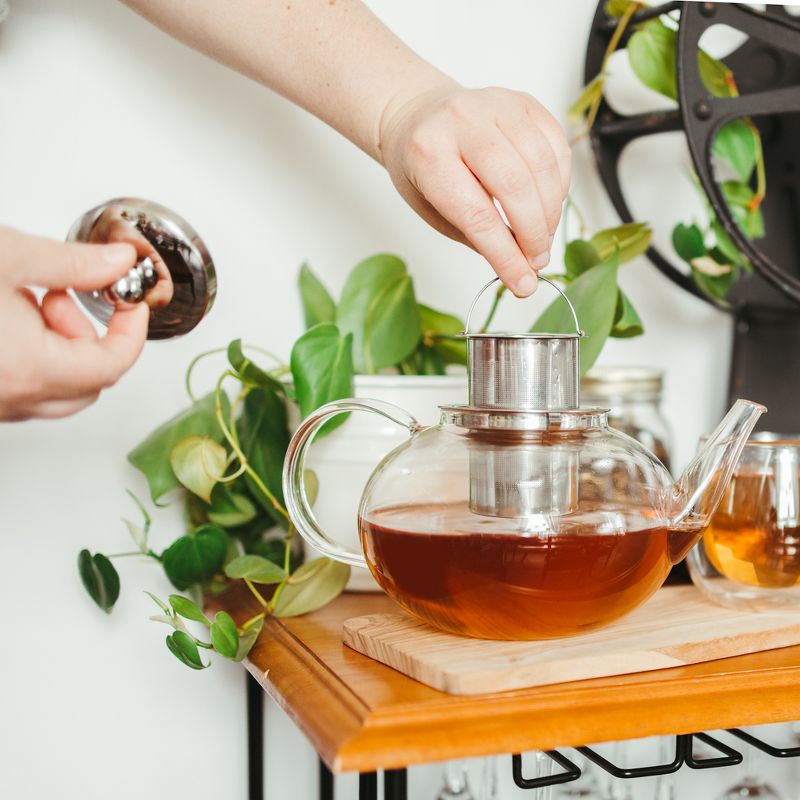 GROSCHE JOLIETTE Hand Blown Glass Teapot with Stainless Steel Infuser, 42 fl oz. Capacity