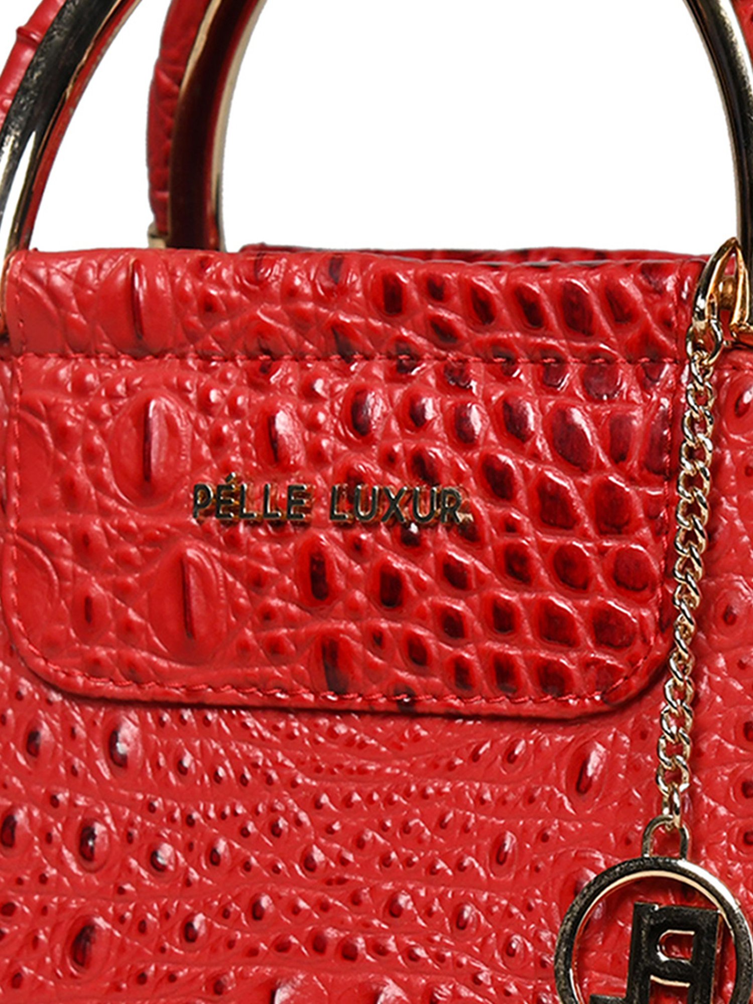 PELLE LUXUR Dark Pink Animal Effect Medium Satchel