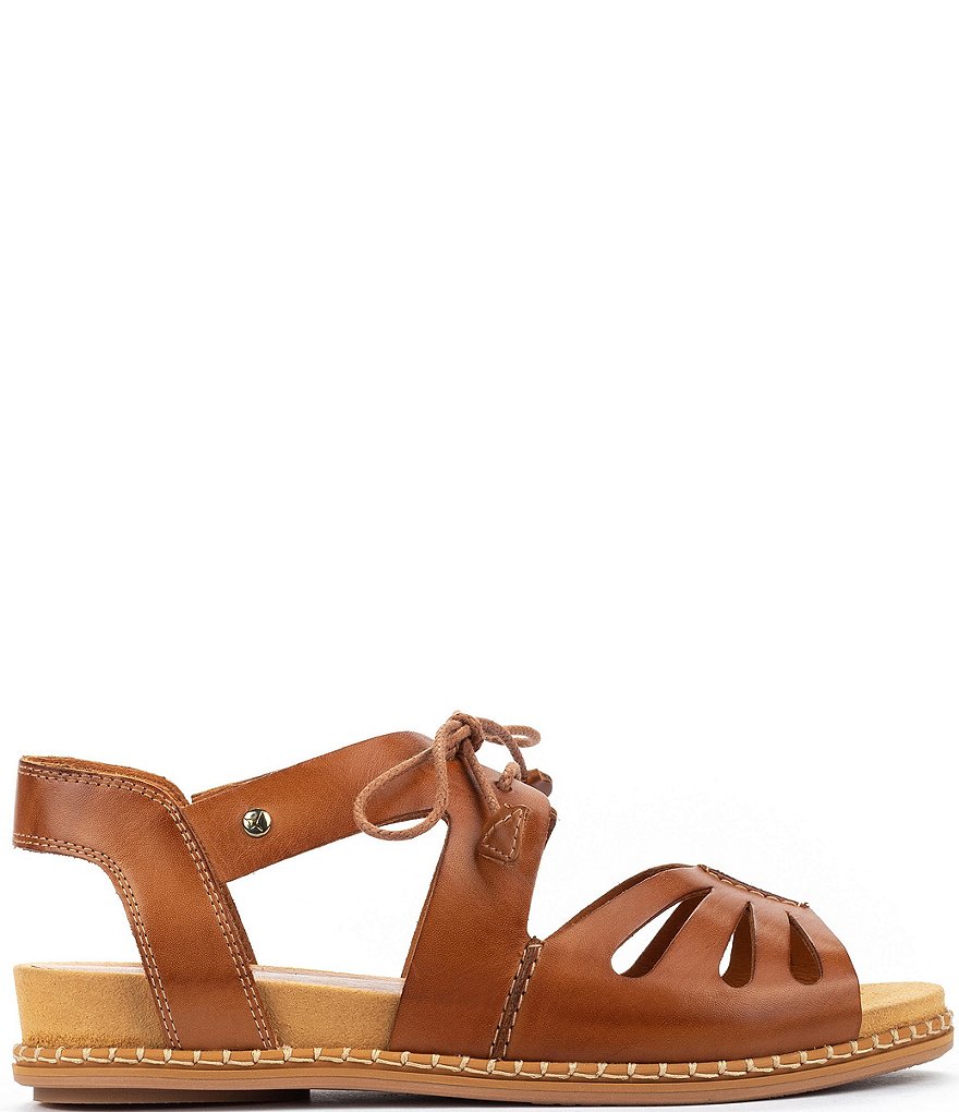 Pikolinos Marazul W3F Leather Whipstitch Detail Wedge Sandals