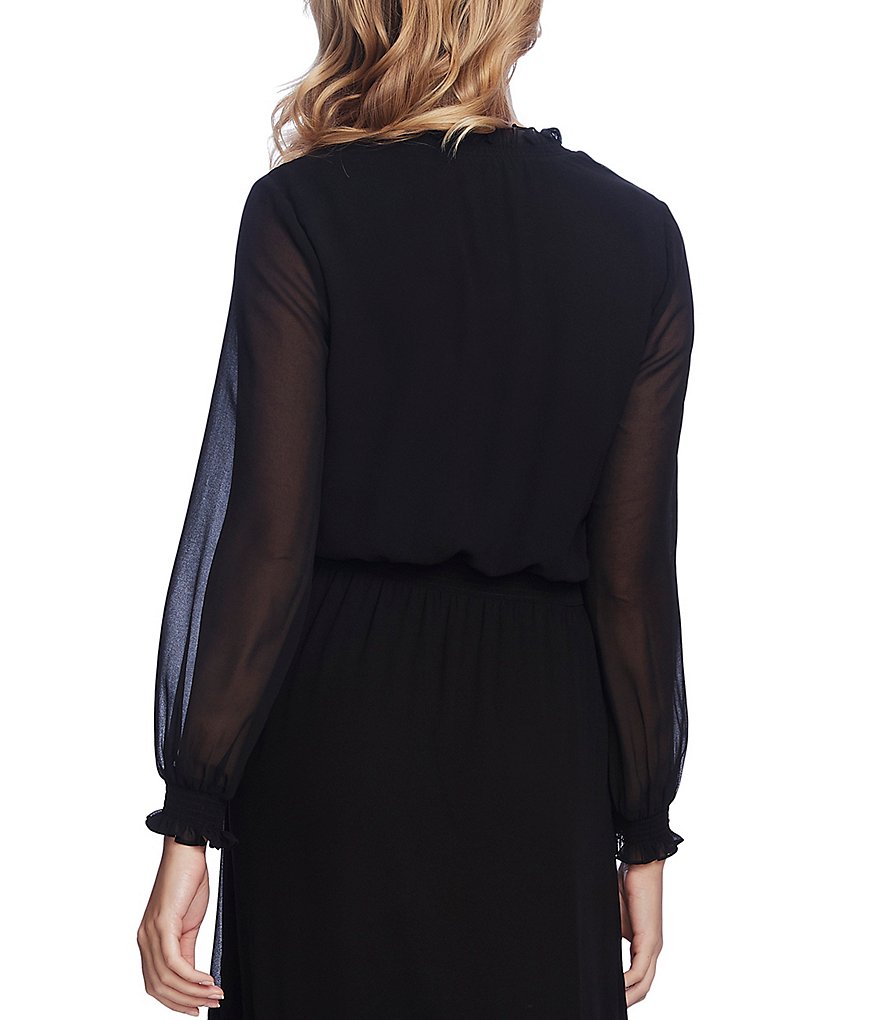 1. STATE Split Collar Ruffle Hi-Low Midi Dress