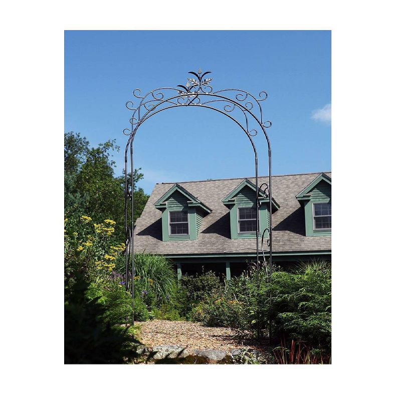 113" Tall Iron Handcrafted Tuileries Garden Arbor Graphite Powder Coated Finish - Achla Designs