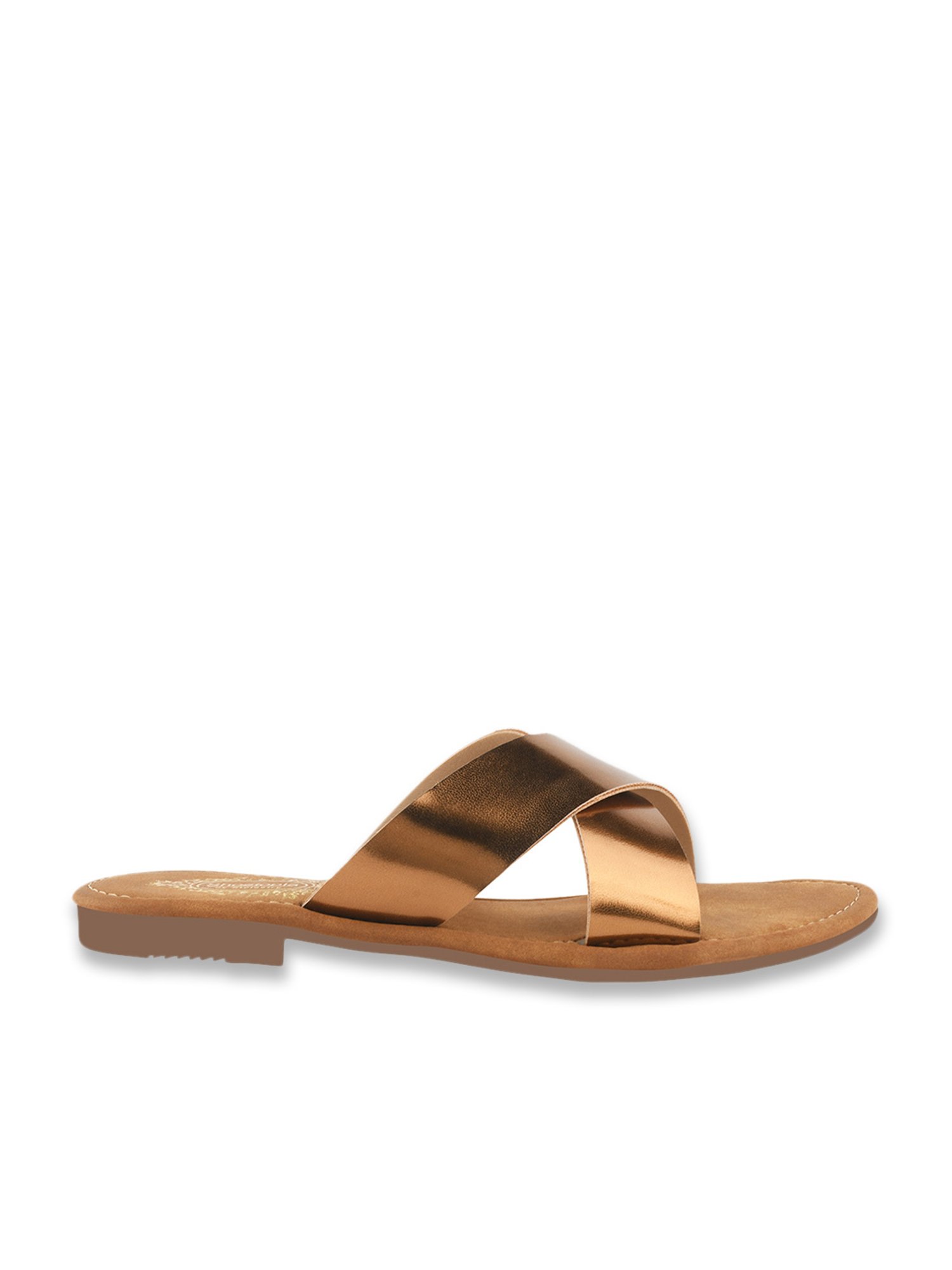 Shoetopia Women's Copper Cross Strap Sandals