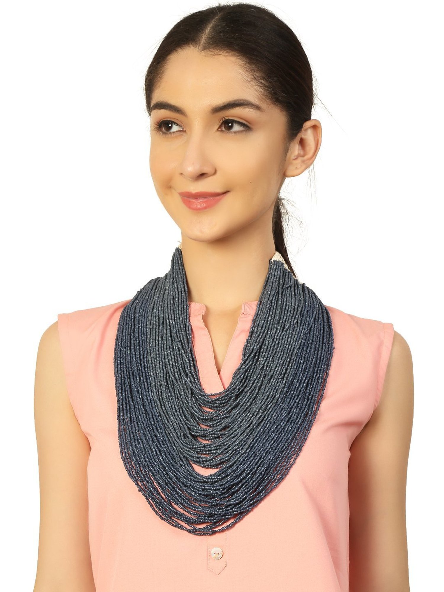 Imli Street Blue Long Beaded Necklace