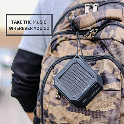 Ovente Wireless Waterproof Portable Mini Stereo Speaker Indoor Home or Outdoor Travel, TWS Pairing for Android, iPhone, Desktop and Laptops, Black (ZA1200B)