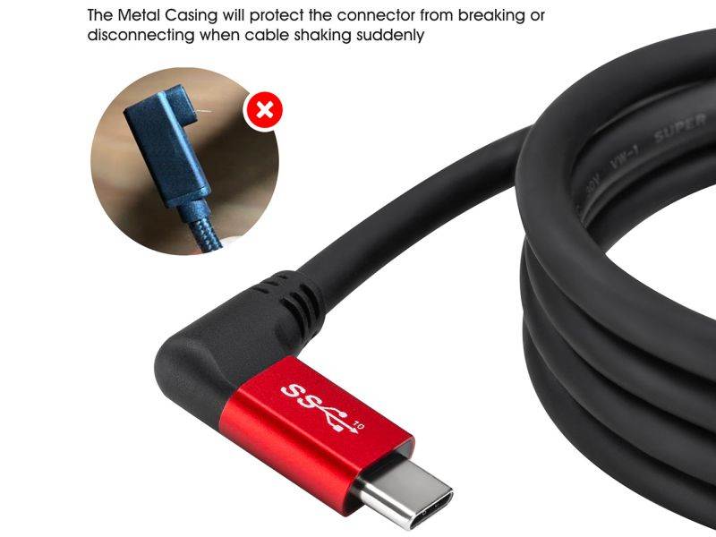 Oculus Link Cable 10FT, RIITOP USB 3.1 C to C Cable Right Angled with Emarker, up to 100W 20V 5A PD Charging, 10Gbps Data Transfer, 4K Video Output, for Oculus Quest 2 Charging, USB-C Monitor Display
