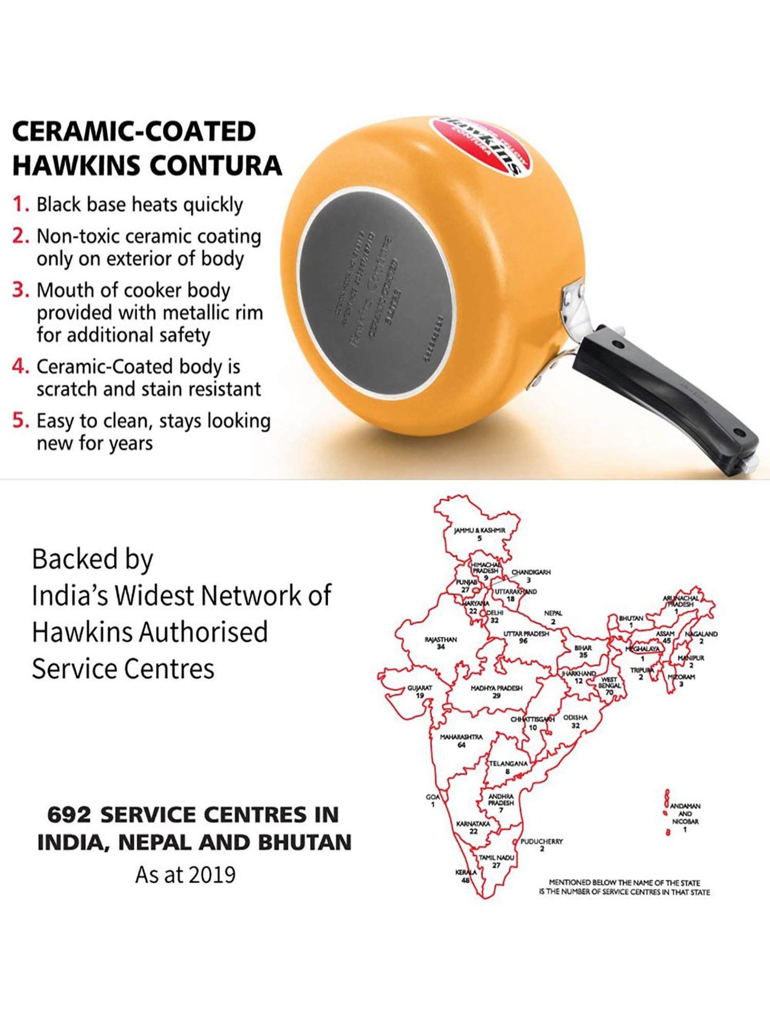 Hawkins Contura Ceramic Coated Mustard 3 L Pressure Cooker - Set of 1