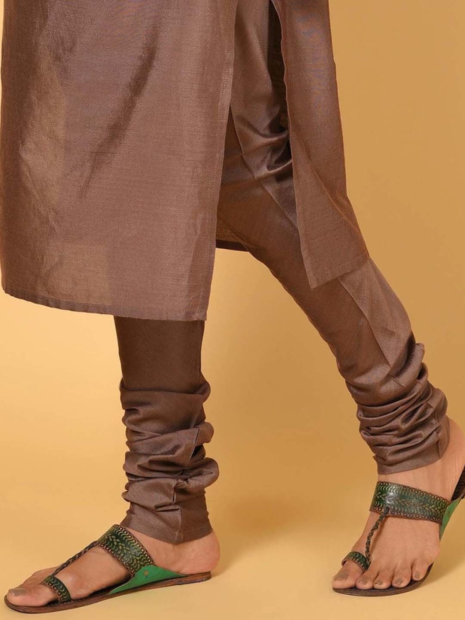 Nuhh Brown Kurta With Churidar & Jacket