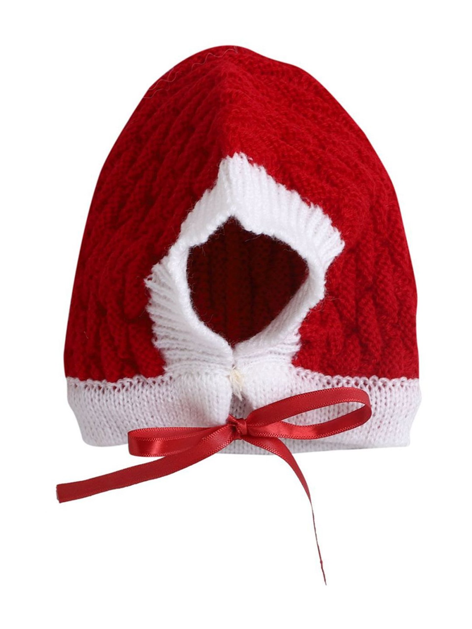 Little Angels Kids Red & White Textured Pattern Full Sleeves Sweater Set