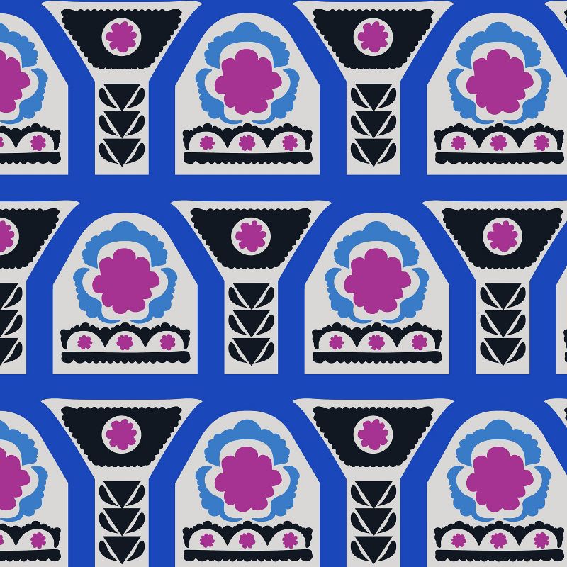 18" x 18" Outdoor Seat Cushion Suzani Stripe Cobalt - Skyline Furniture