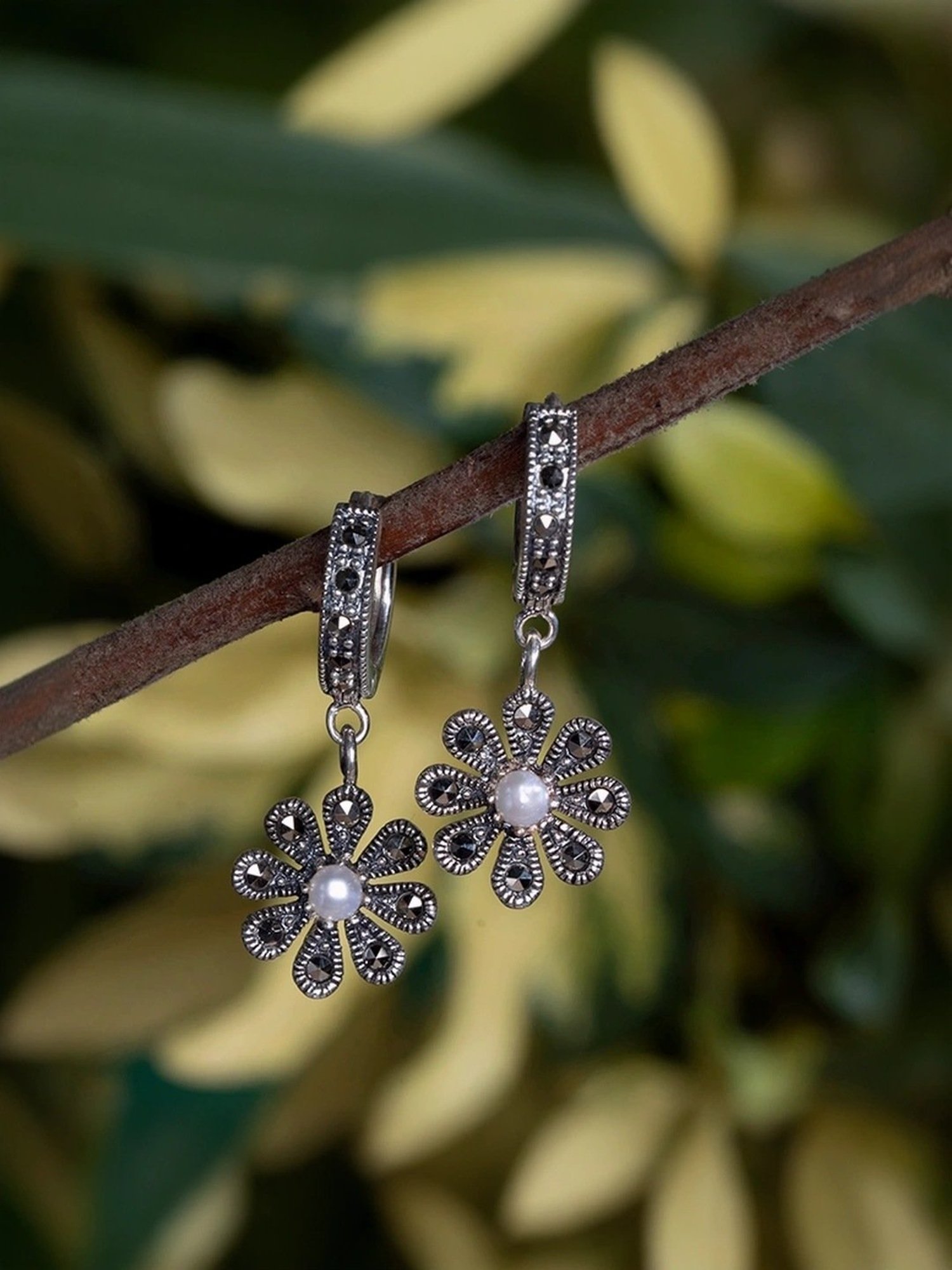 Touch925 Sterling Silver Twist Minimal Hoop Drop Earrings for Women & Girls