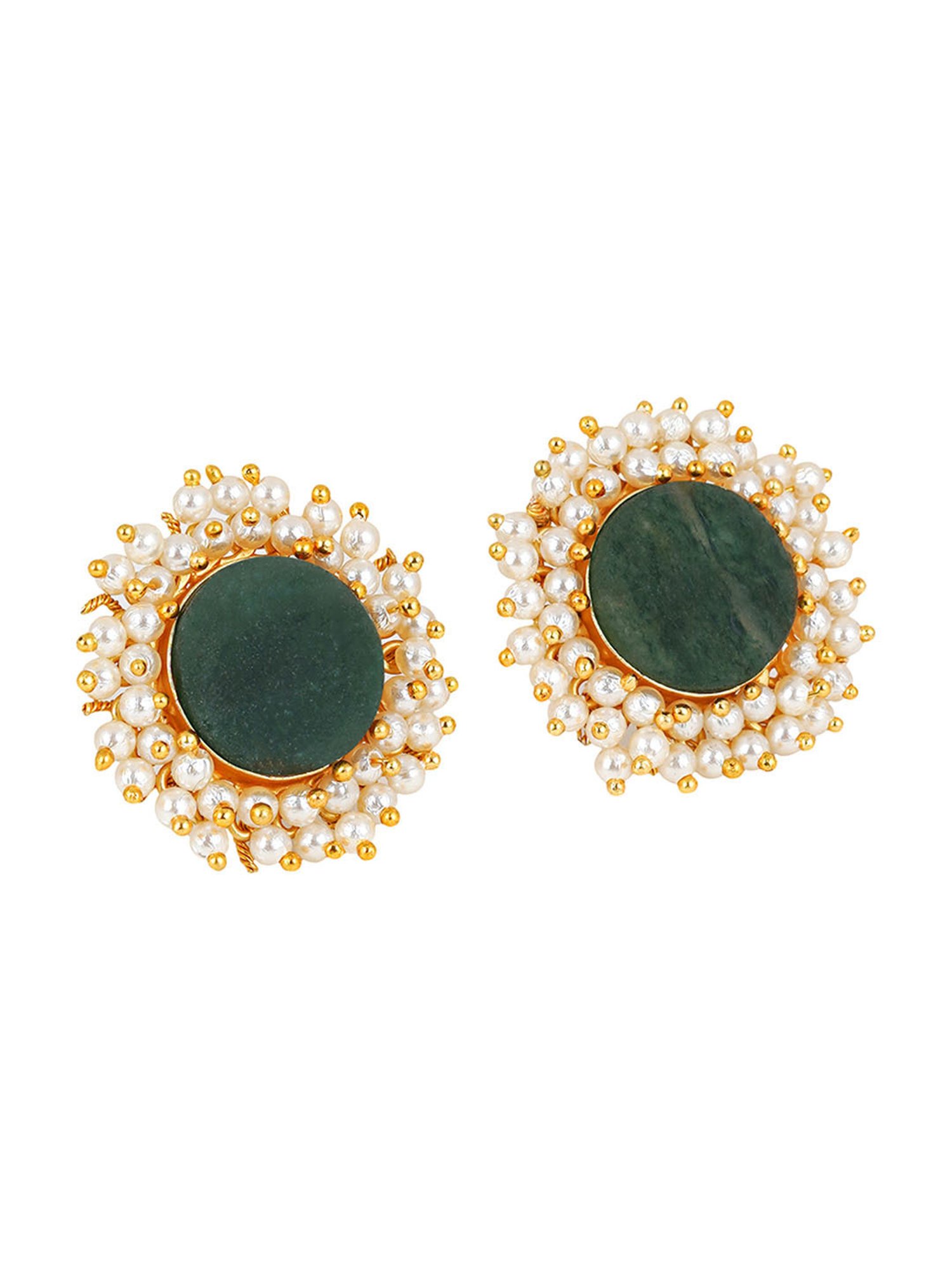 Teejh Roop Green Druzy Stone Stud Earrings