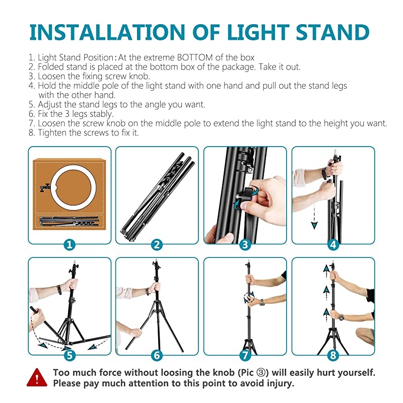 Ring Light Kit:18"/48cm Outer 55W 5500K Dimmable LED Ring Light, Light Stand, Carrying Bag for Camera,Smartphone,YouTube,TikTok,Self-Portrait Shooting, Black, Model:10088612