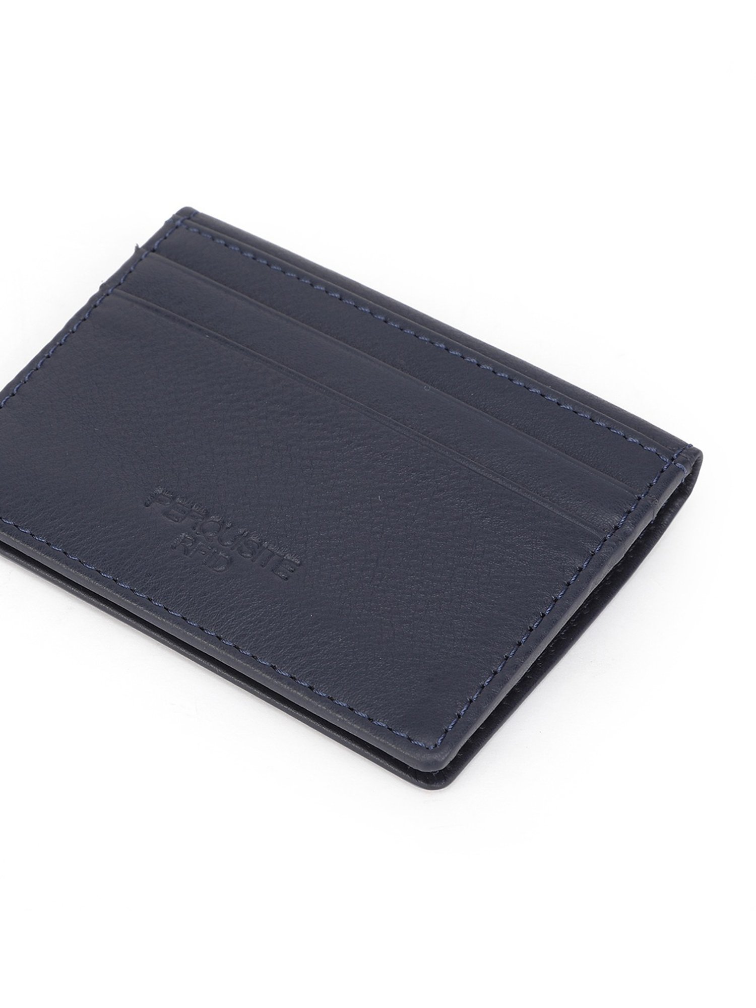 PERQUISITE Navy Casual Leather Bi-Fold Wallet for men