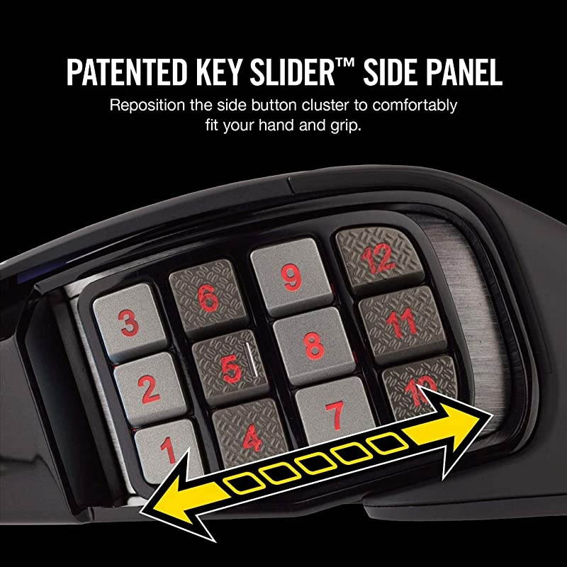 Scimitar Pro RGB MMO Gaming Mouse 16000 DPI Optical Sensor 12 Programmable Side Buttons Black Model Number CH9304111NA