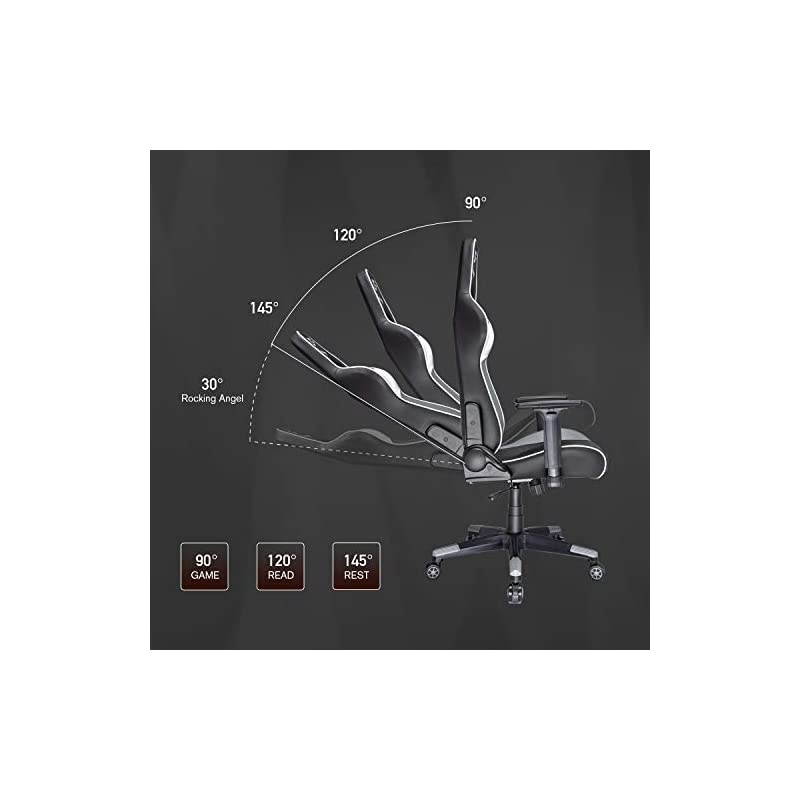 Gaming Chair GP Series- Professional & Textured- Gaming/Streaming - Long time Sitting- Inspired by Racing car- Ergonomic Design- Rocking Function (Grey)