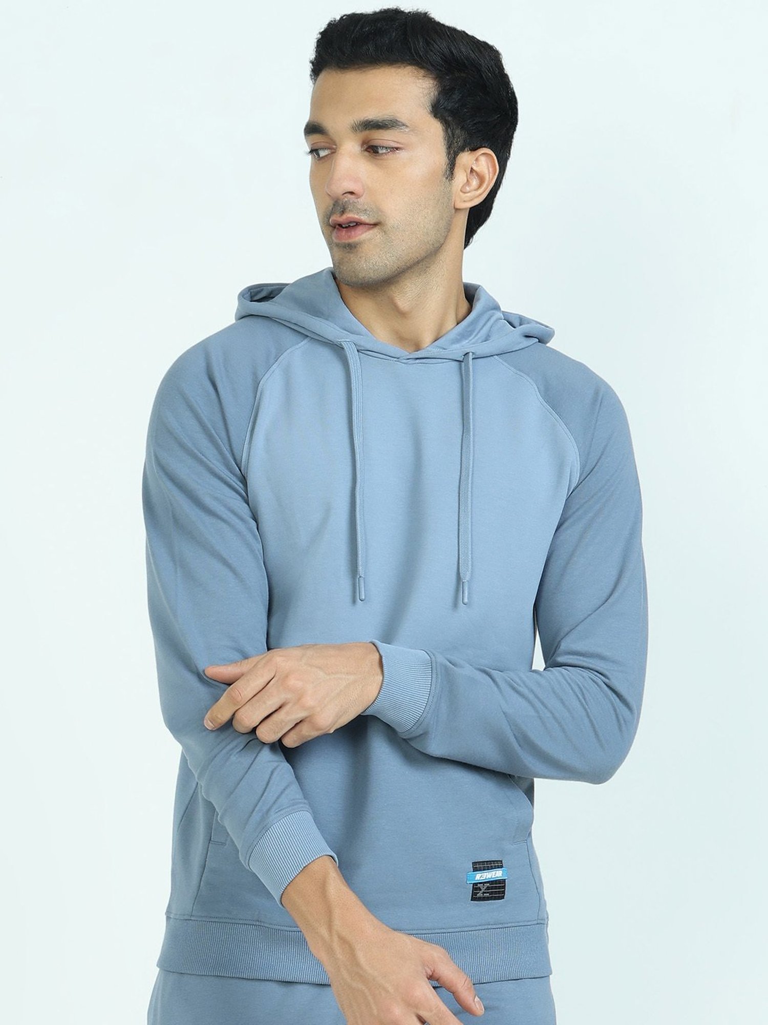 XYXX Ice Blue Regular Fit Hooded Sweatshirt