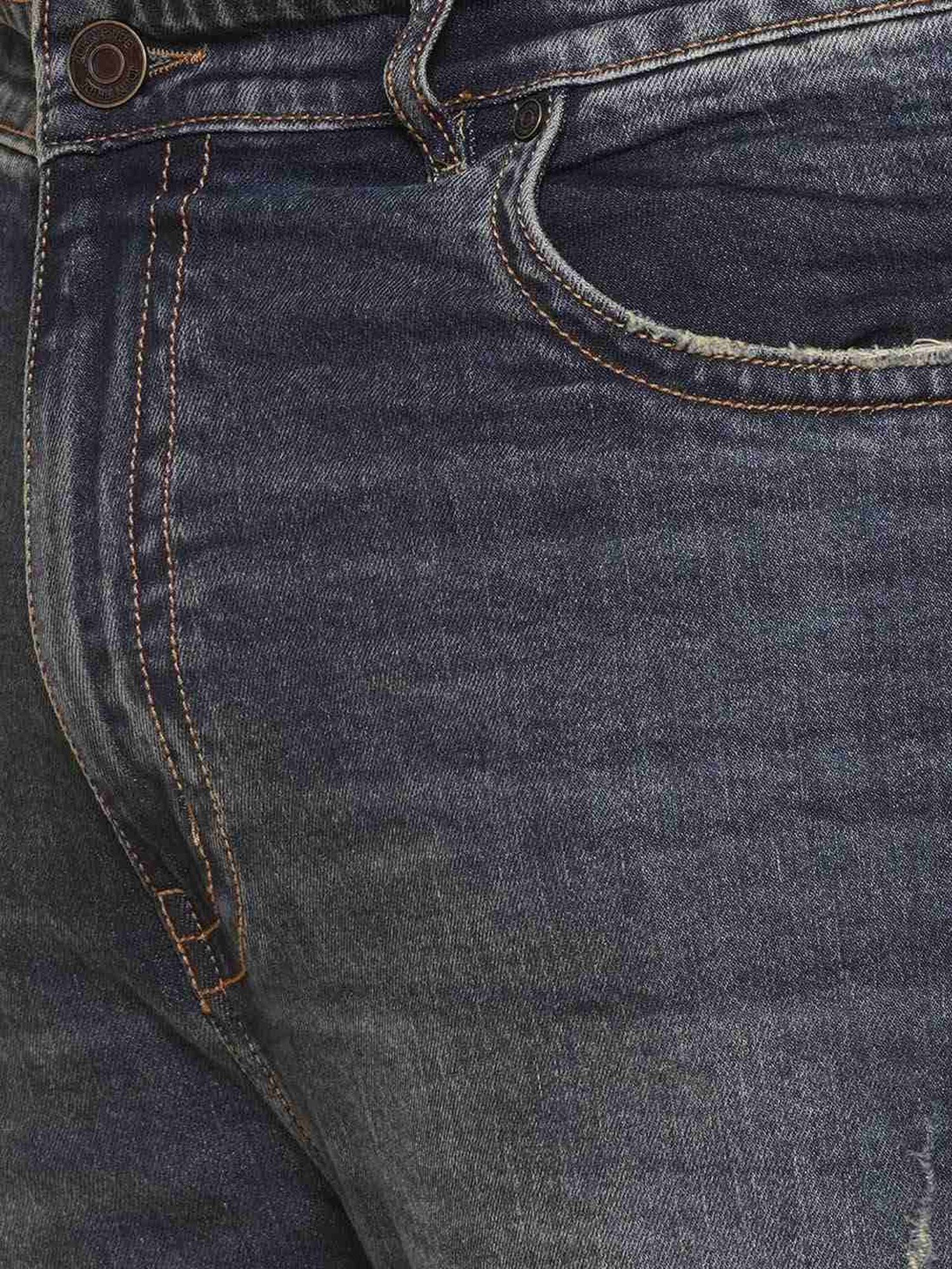 John Pride Blue Regular Fit Distressed Jeans