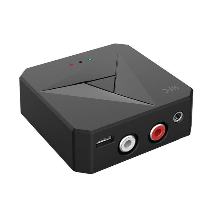 NFC Desktop Bluetooth Receiver BT Transmitter Bluetooth 5.0 3.5mm AUX Jack RCA Music Wireless Voice Frequency Adapter Handsfree Call Mic Car Kit TV Auto ON