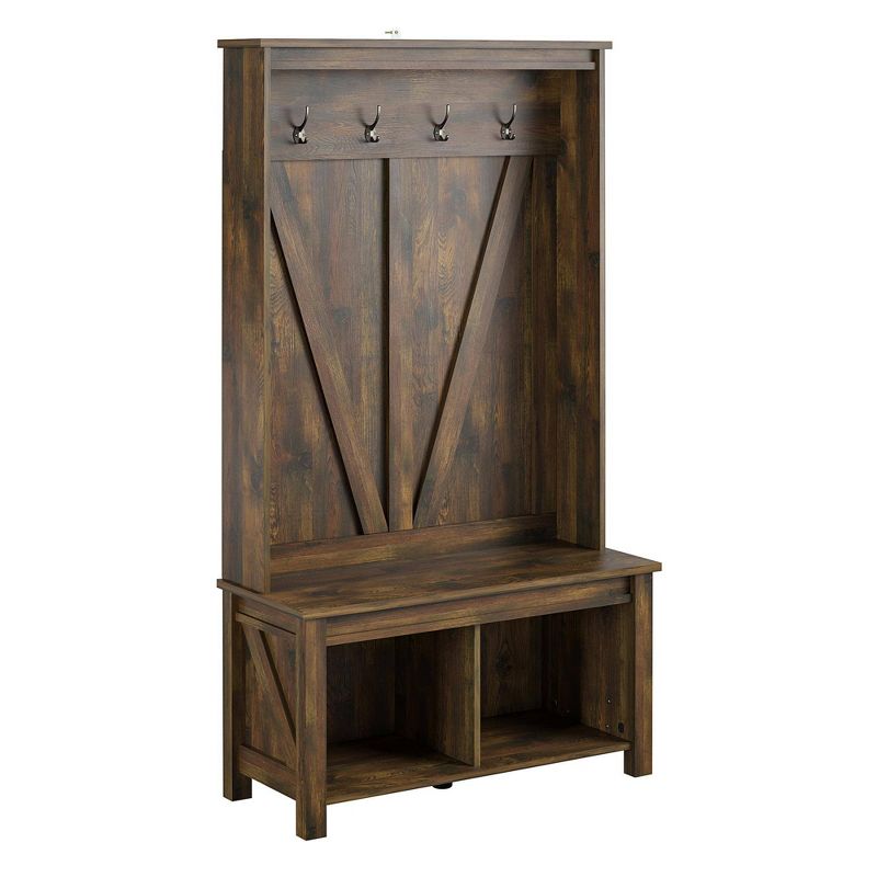 Brookside Entryway Hall Tree Bench Rustic - Room & Joy