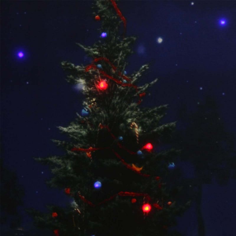 Northlight LED Lighted Decorated Christmas Tree at Night with Stars Canvas Wall Art 15.75" x 19.5"