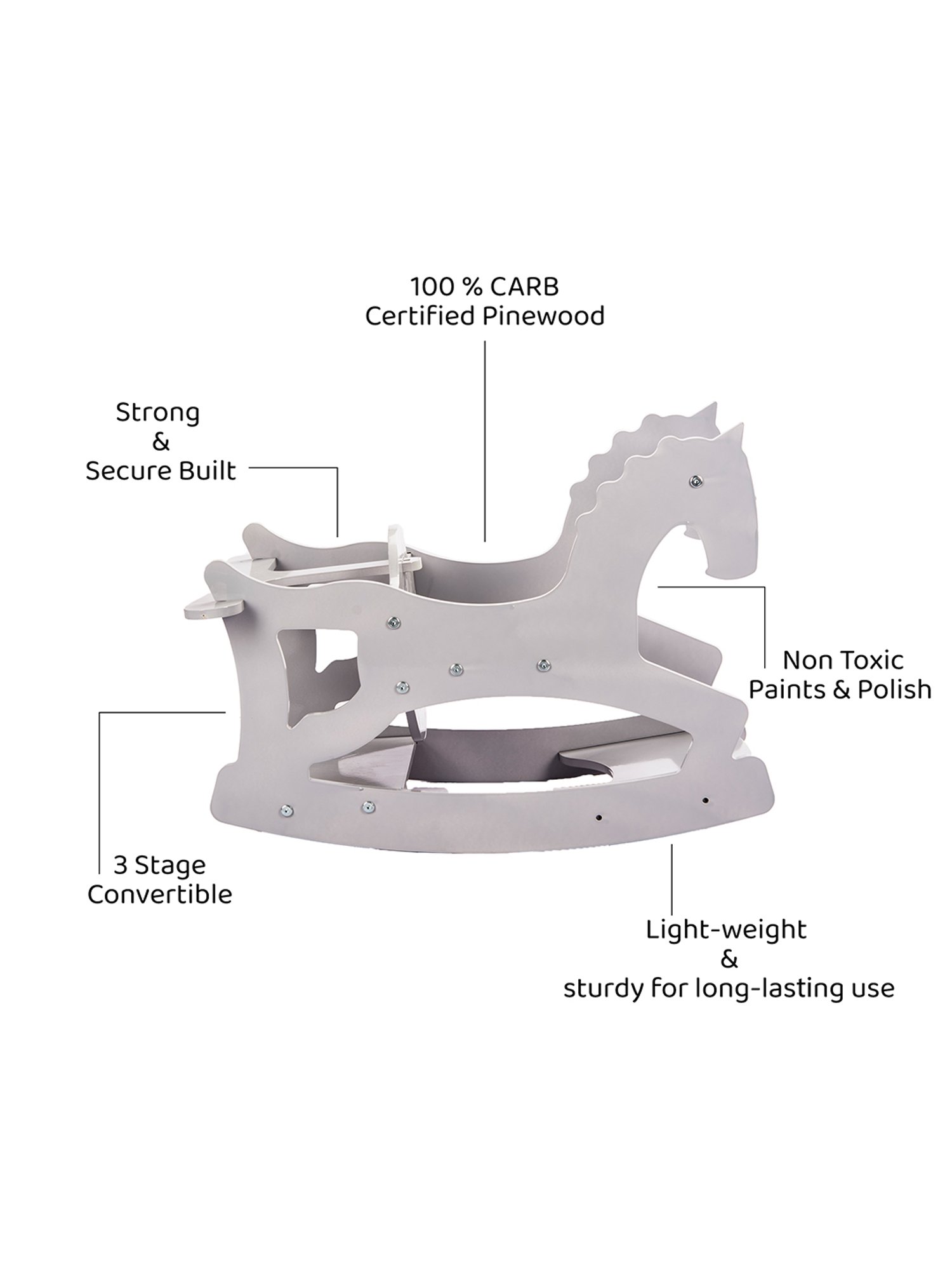 Kiddery White 3 in 1 Cavalla Rocking Horse
