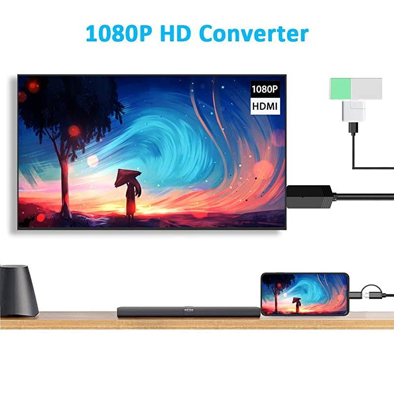 2in1 USB Type CMicro USB to HDMI Cable  66ft MHL to HDMI Adapter 1080P HD HDTV Mirroring Charging Cable for All Android Smartphones to TVProjectorMonitor