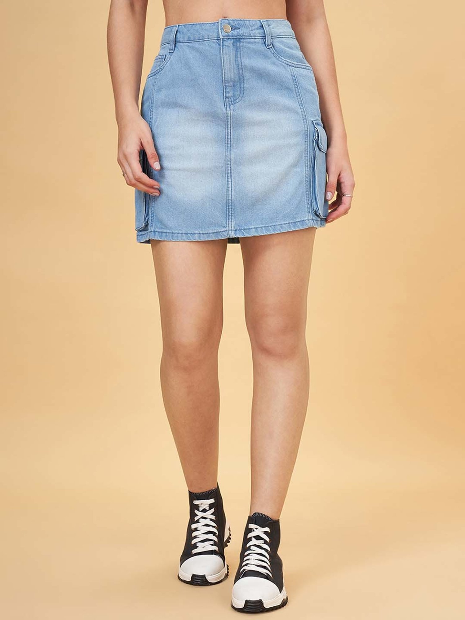 SF Jeans by Pantaloons Blue Cotton Bodycon Skirt