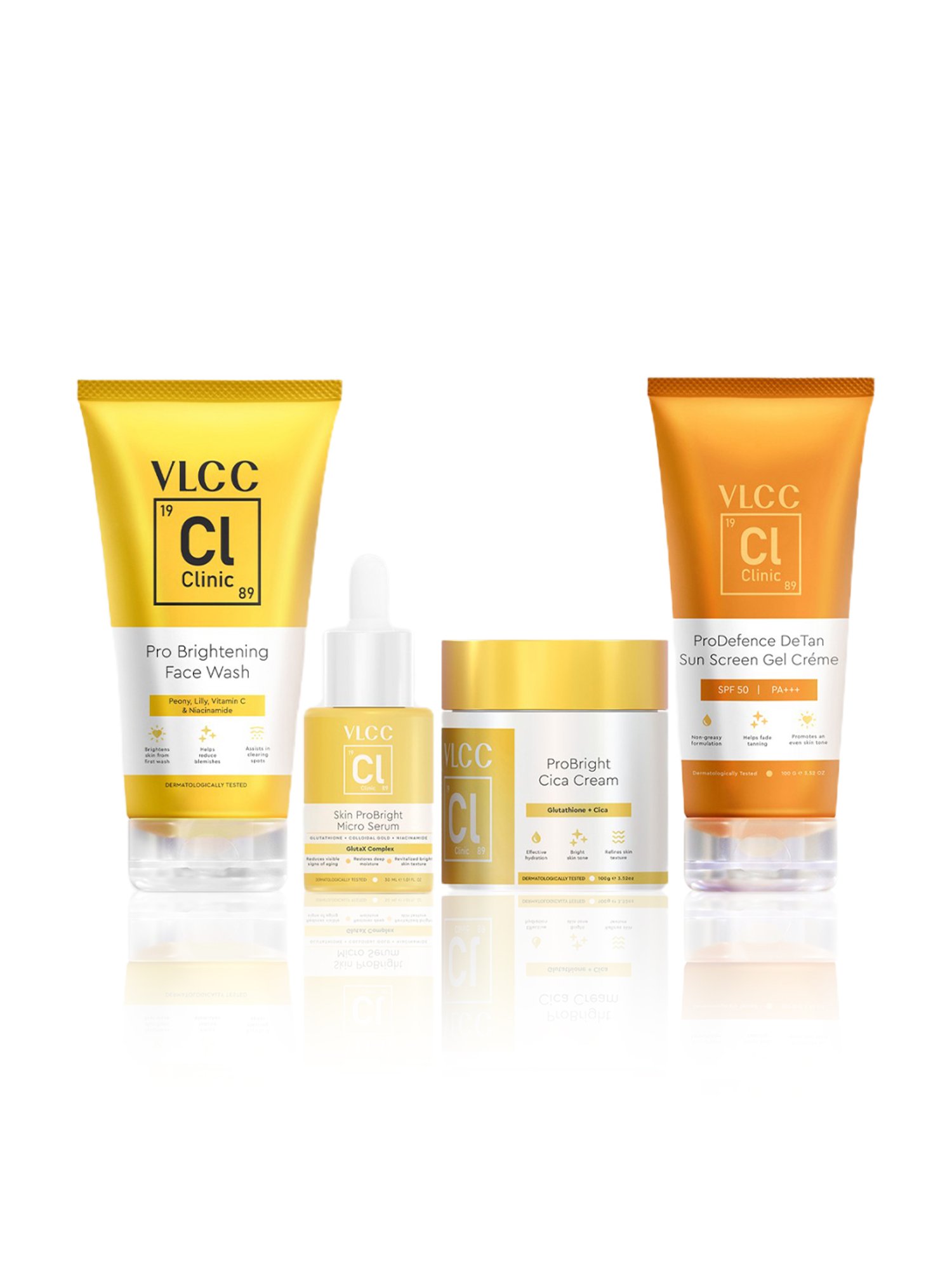 VLCC Pro Brightening Face Wash, ProDefence DeTan Sun Screen, ProBright Micro Serum & Cream Combo