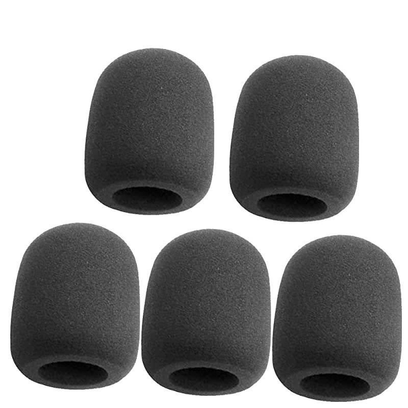 Black Handheld Stage Microphone Windscreen Foam Mic Cover Karaoke DJ Pack of 5