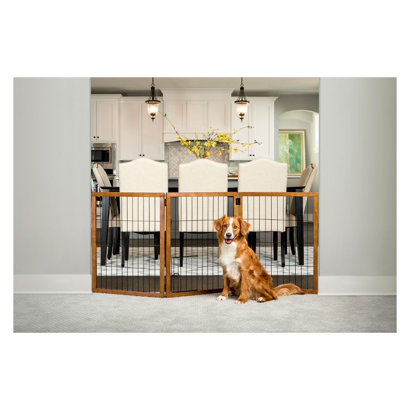Carlson 3 Panel Freestanding Extra Tall Wood Cat and Dog Gate with Small Door