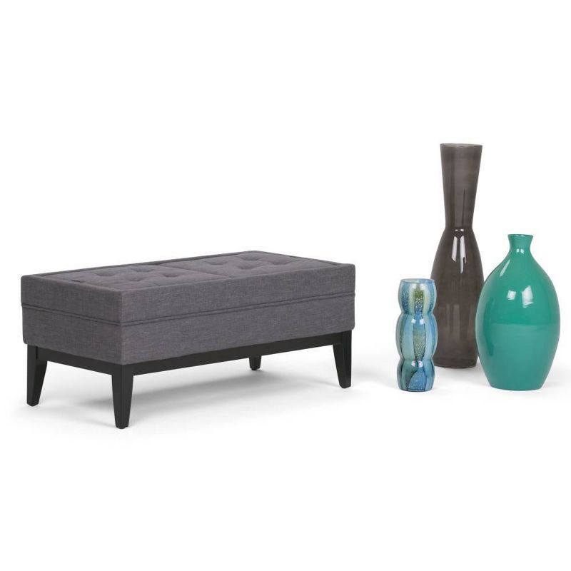42" Barrington Storage Ottoman Slate Gray Linen Look Fabric - WyndenHall