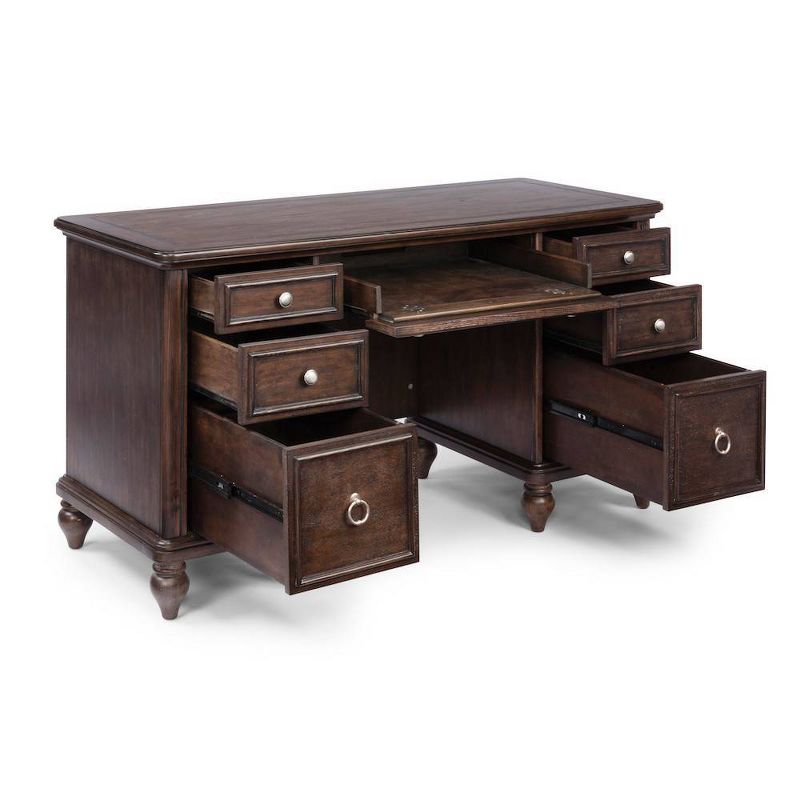Southport Pedestal Desk Dark Aged Oak - Home Styles