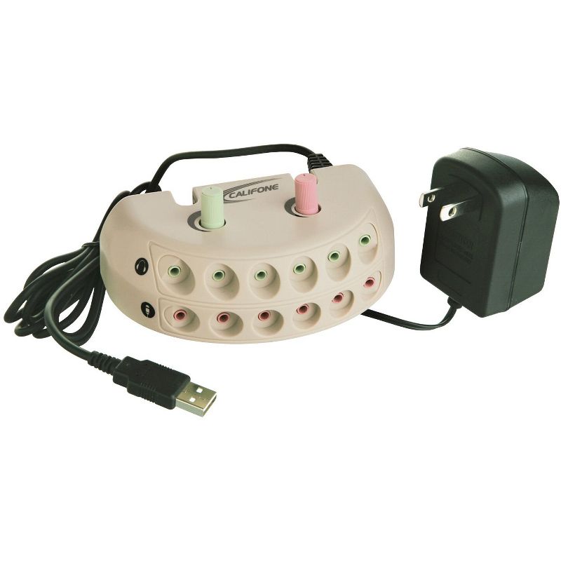 Califone 1216USB Six Position Jackbox, USB Plug, Beige