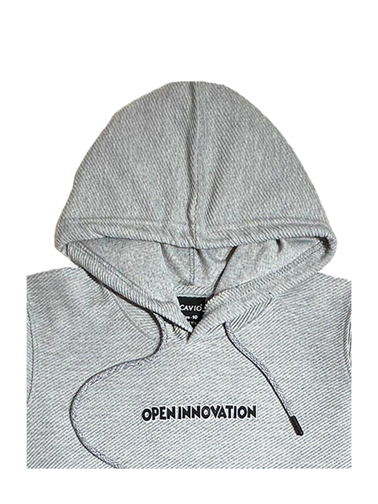 Cavio Kids Grey Textured Full Sleeves Sweatshirt