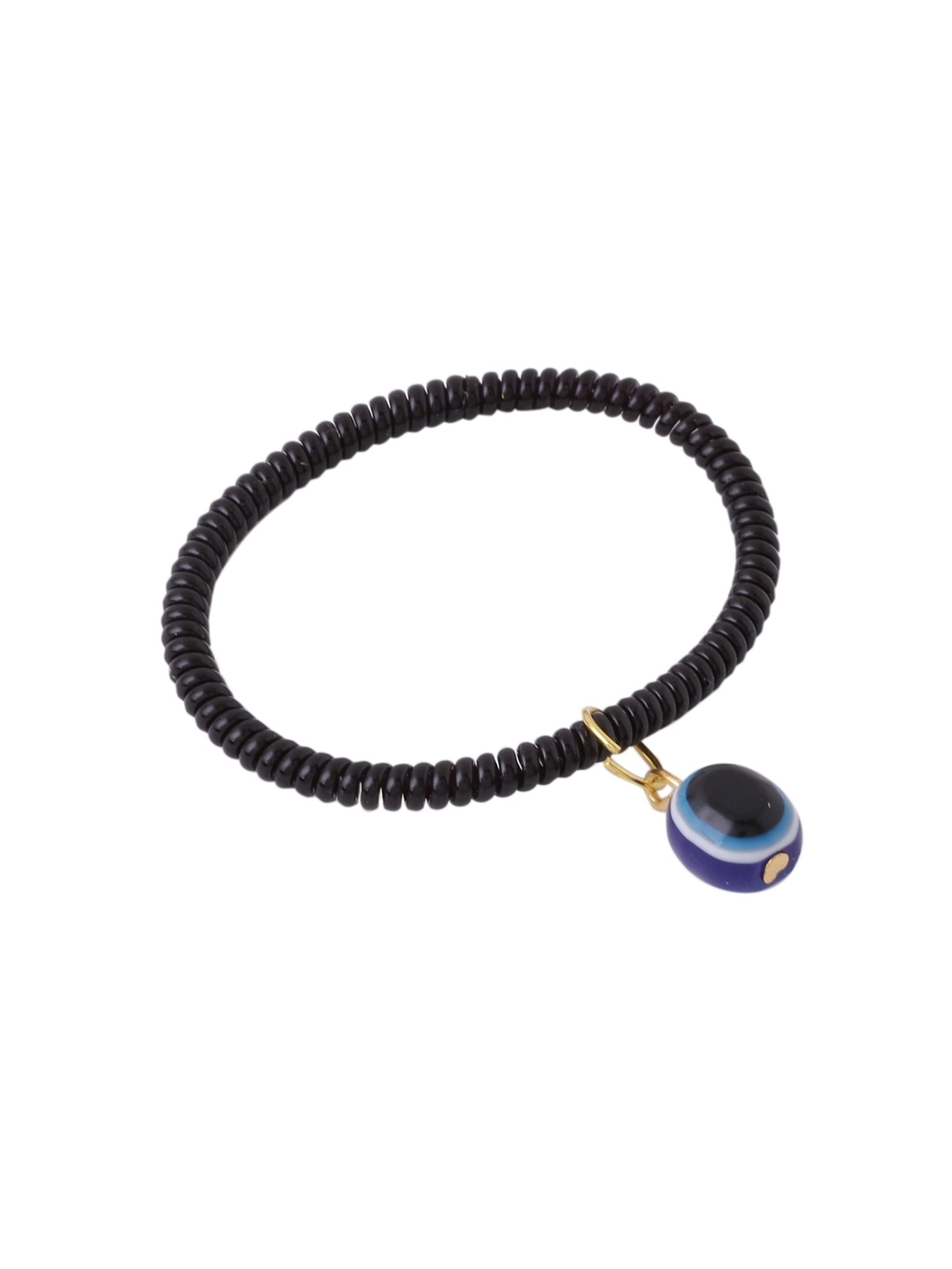 NVR Black Evil Eye Spring Ring Rakhi with Roli Chawal