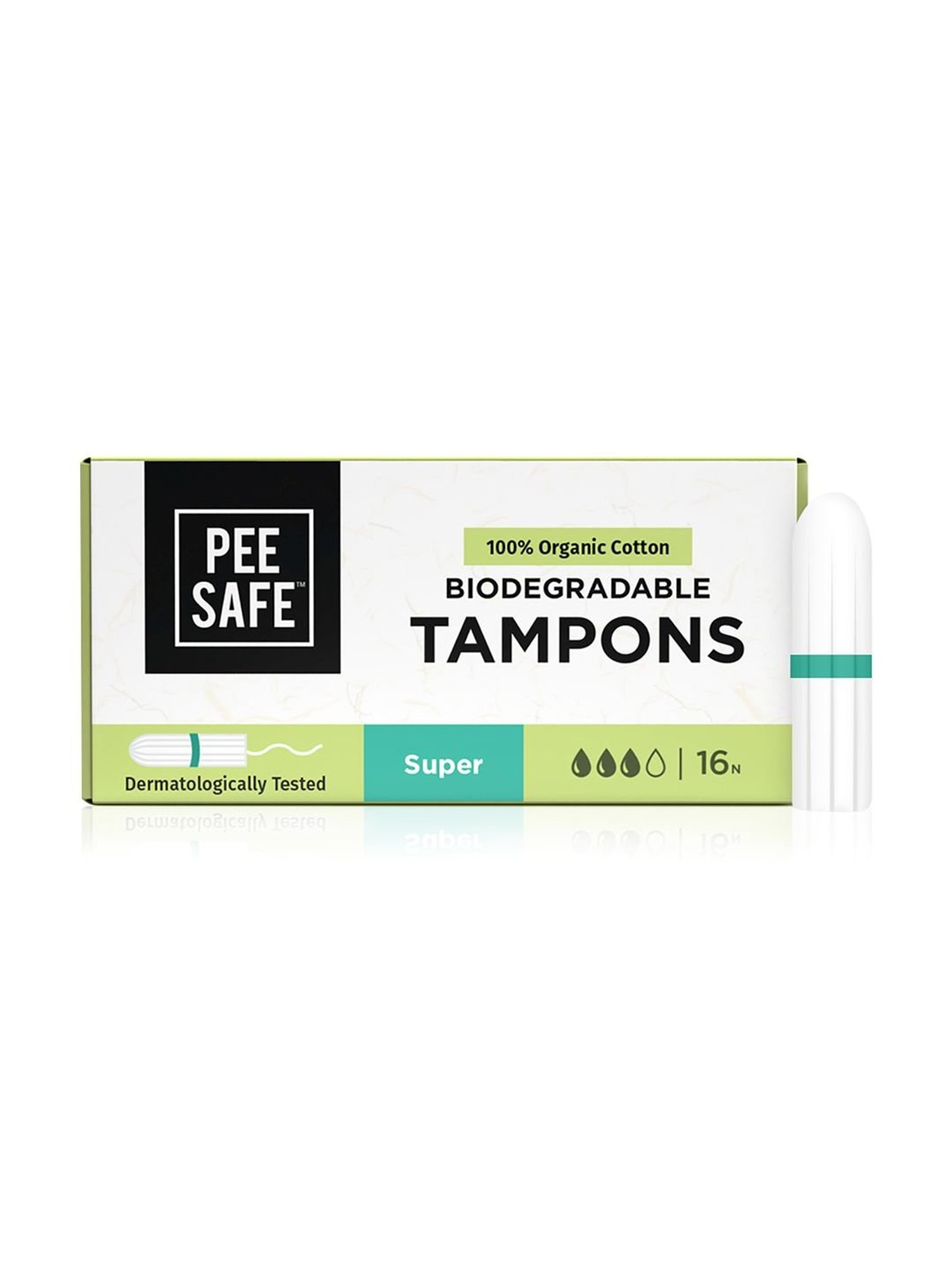 Pee Safe Organic Cotton Tampon (Super) - Pack of 16