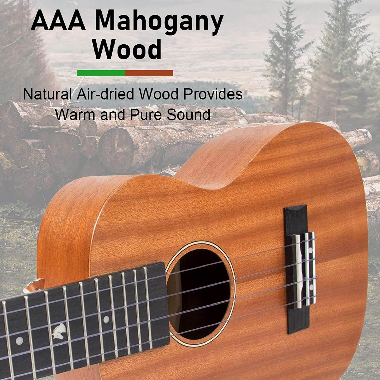 Concert Ukulele 23 Inch Ukelele Mahogany ukulele for Beginer with Gig Bag Strap String Capo Picks (23 inch)