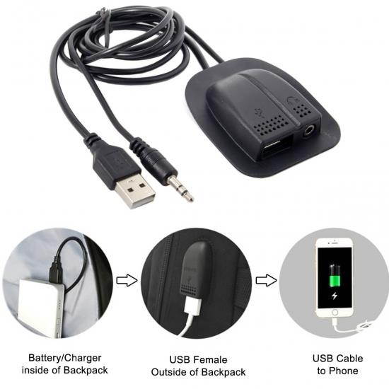 CY Backpack USB 2.0 & Audio 3.5mm Charging Cable Practical Convenient Outdoor Travel Camping External