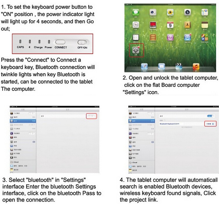 Mini Wireless Keyboard Bluetooth Keyboard For ipad Phone Tablet Rubber keycaps Rechargeable keyboard For Android ios Windows 7 inch black English