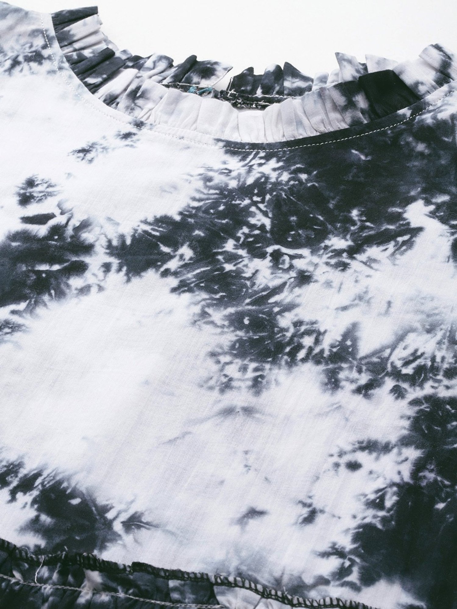 Indibelle Black Cotton Tie-Dye Ethnic Dress