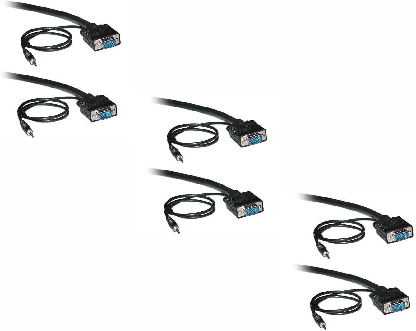 VGA SVGA Monitor Cable with Audio 3 Feet (0.9 Meters) HD15 (Male to Male) with 3.5mm Stereo Audio Monitor Cable 3ft (0.9M) (3 Pack)