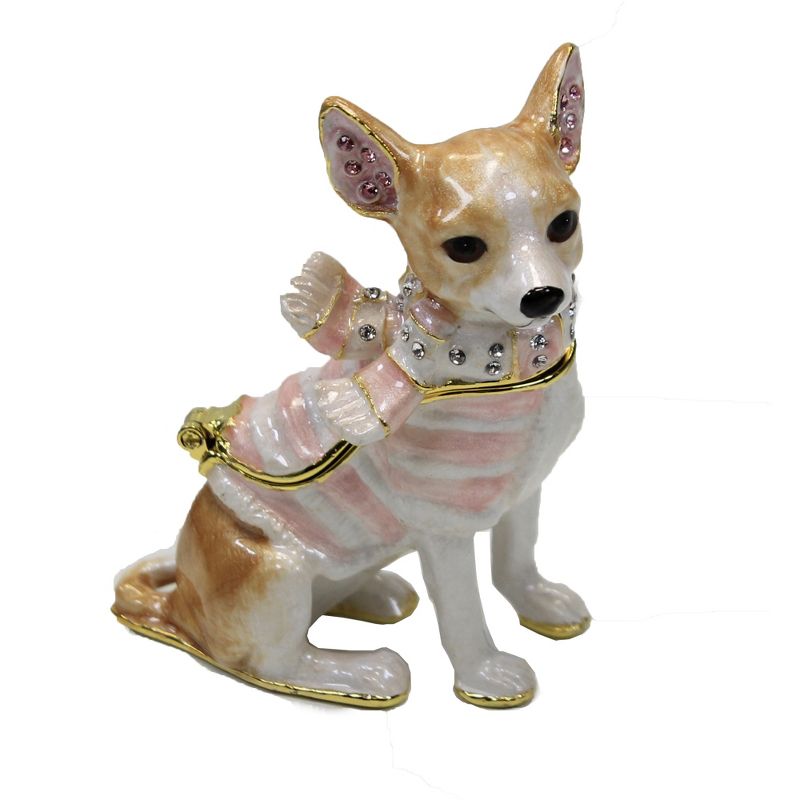 Hinged Trinket Box 2.5" Chihuahua Dog Puppy Sweater  -  Decorative Figurines
