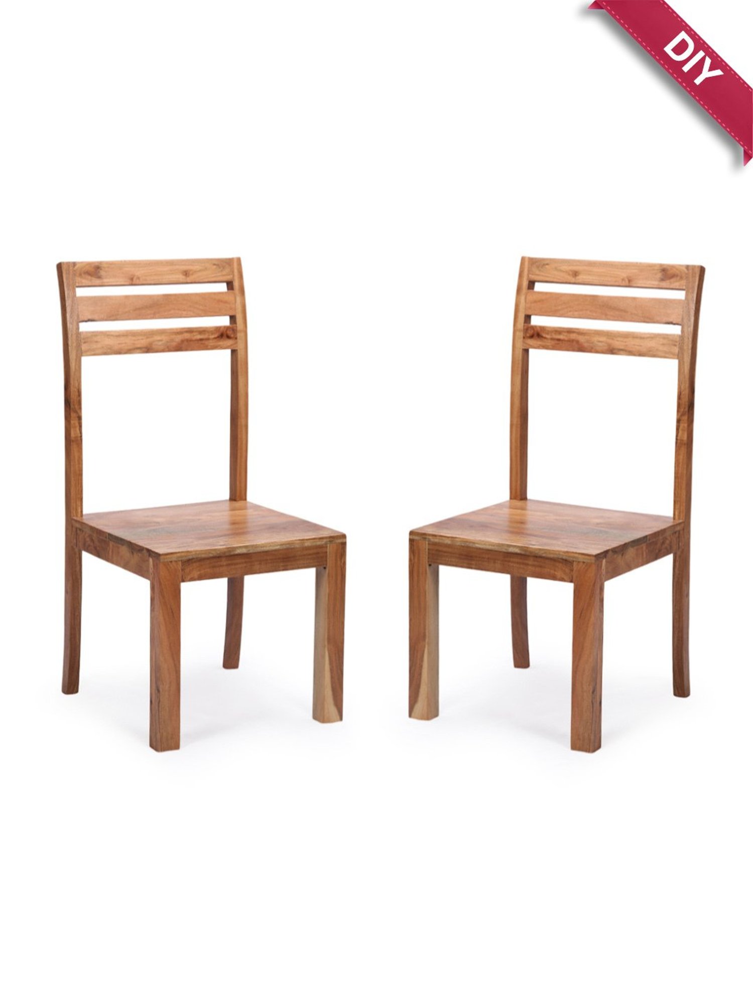 ExclusiveLane Centaur Beige Acacia Wood Handcrafted Dining Chairs - Set of 2 Natural Finish