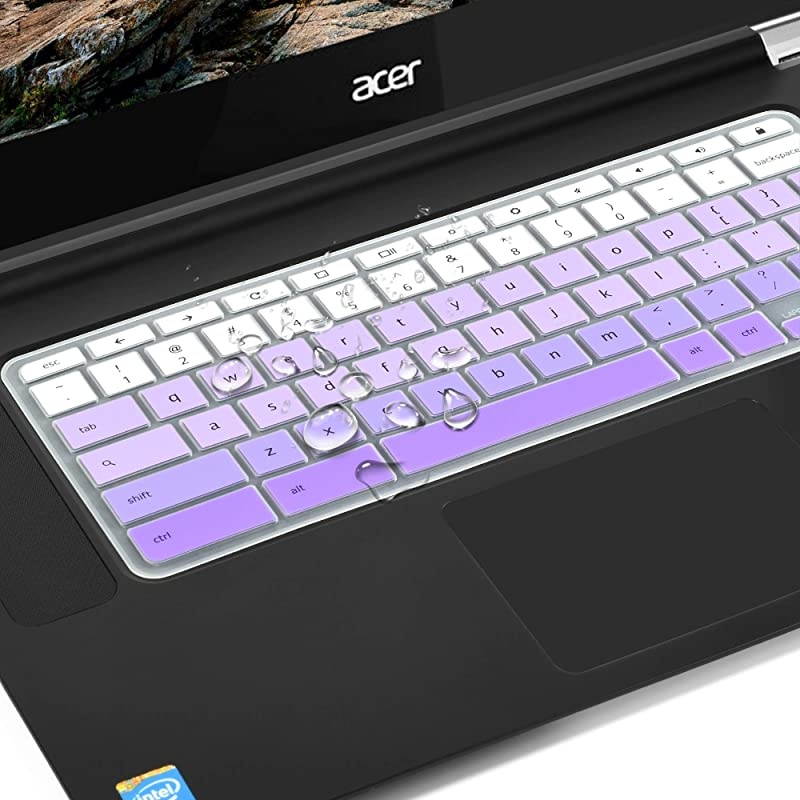 Pack] Keyboard Cover Skin for Newest Acer Premium R11 Chromebook R 11 CB3-131 CB3-13,CB5-13T,CB3-131,Chromebook R 13 CB5-31T,Chromebook 15,CB3-531 CB3-53CB5-571 C910 (Clear and Gradualpurple)
