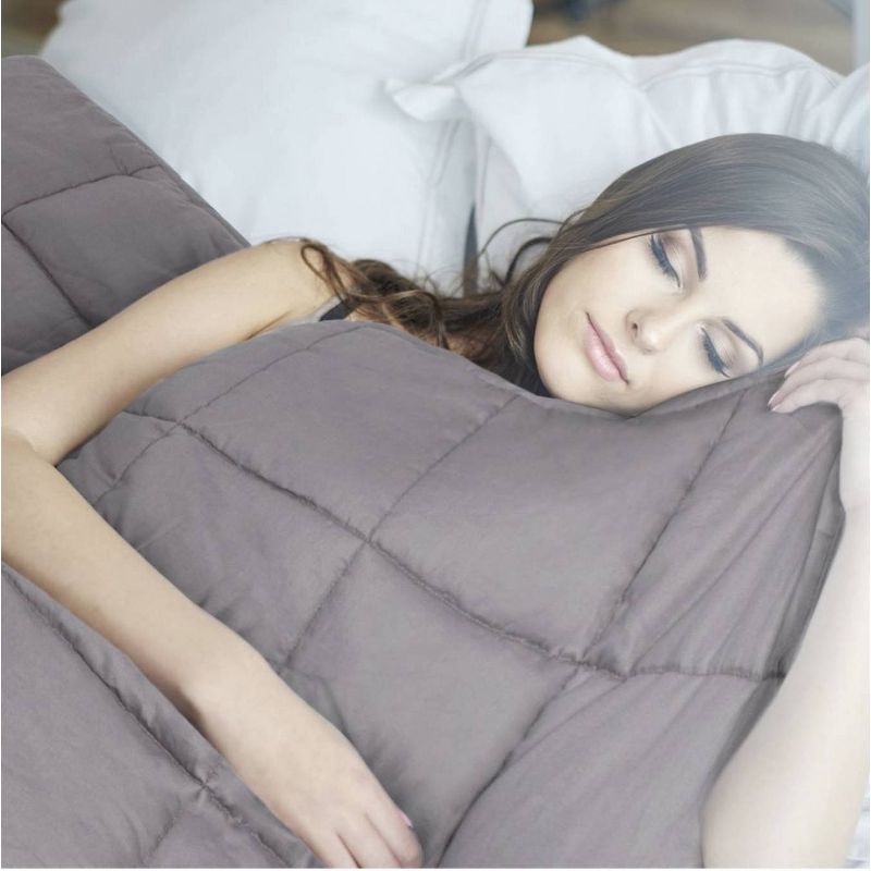 48" x 72" 100% Cotton Luxury 15lbs Weighted Blanket Light Gray - NEX